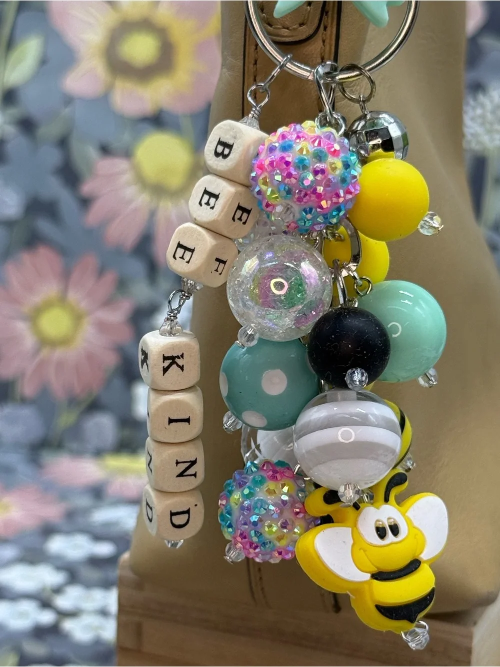 👑Adorned Crown Jewelry purse bag charm keychain bee kind Cha cha bauble
